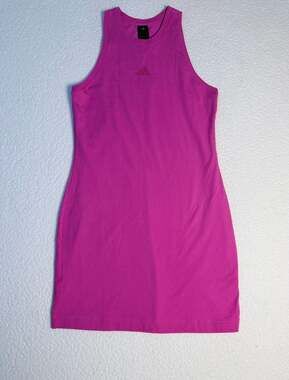 Adidas Women's Essentials Pink Rib Tank Mini Dress L NEW WITH TAGS